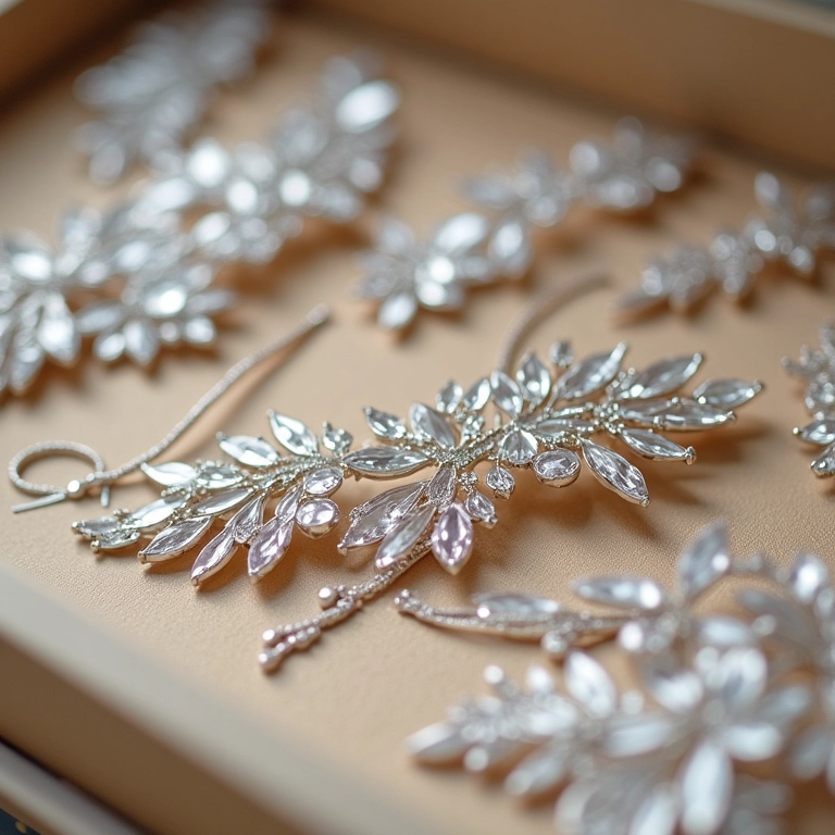 Acessórios ideais para o penteado preso da noiva, como tiaras e grampos.