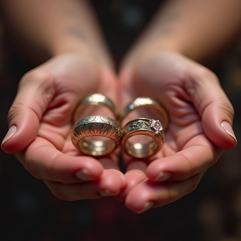 Alianças com gravações criativas.