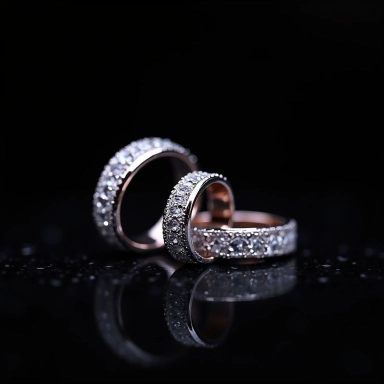 Alianças criativas com designs únicos em close-up artístico.