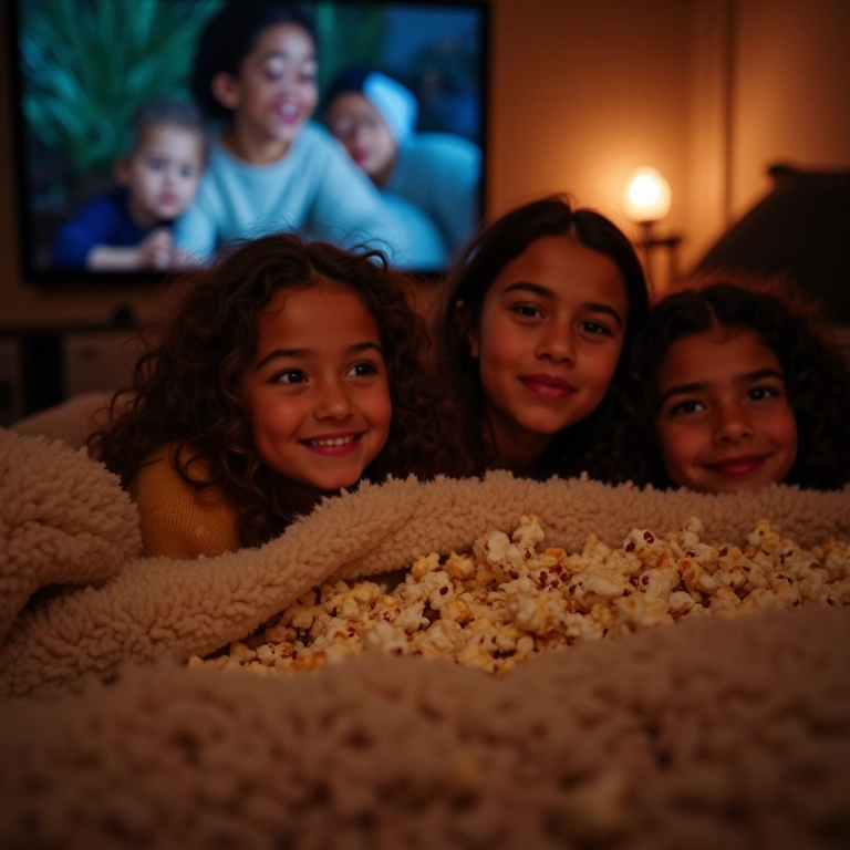 Amigas assistindo filmes românticos em festa do pijama.