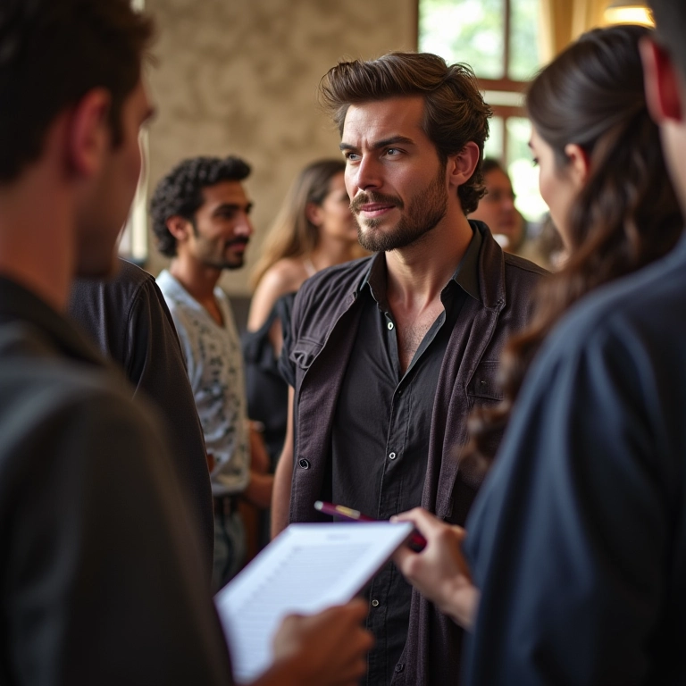 Amigos planejando uma festa de despedida de solteiro, discutindo ideias com um bloco de notas.