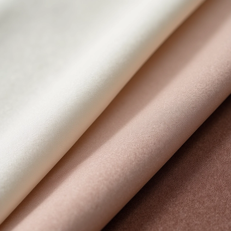 Amostras de tecidos para capas de cadeira: linho, cetim e veludo.