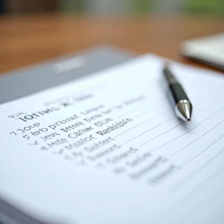 Anotações em bloco de notas de planejador de casamento com lembretes sobre locação de carro.