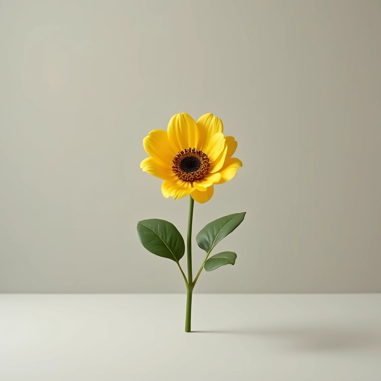 Arranjo minimalista com uma única flor.