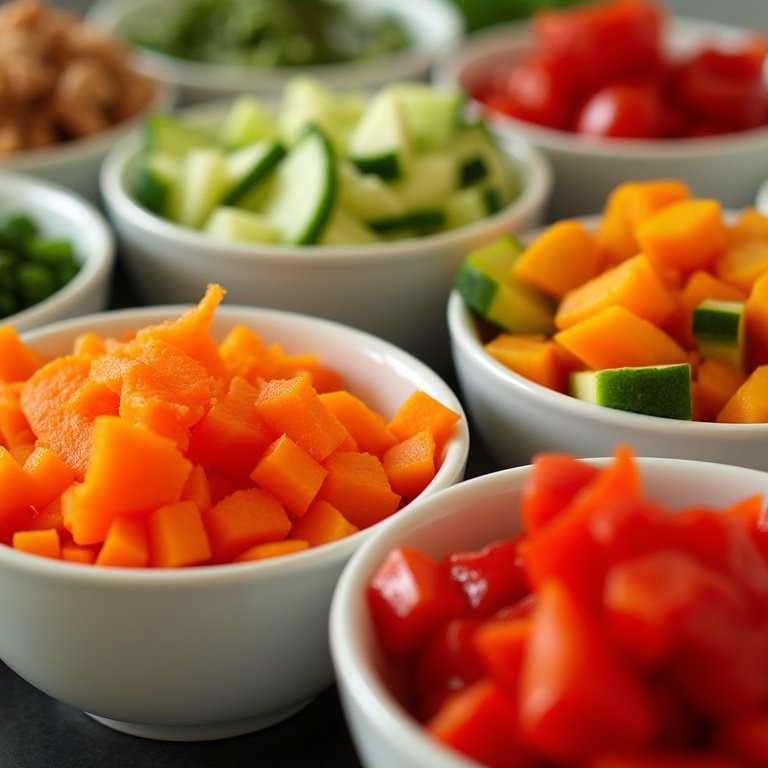 Legumes frescos e coloridos para um wrap nutritivo.