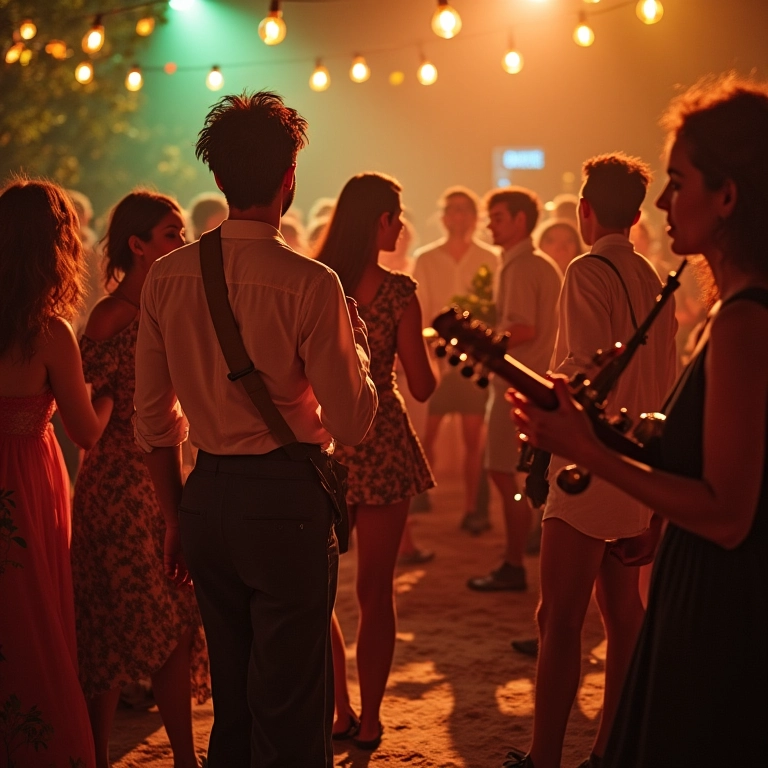Banda tocando música brasileira em casamento boho.