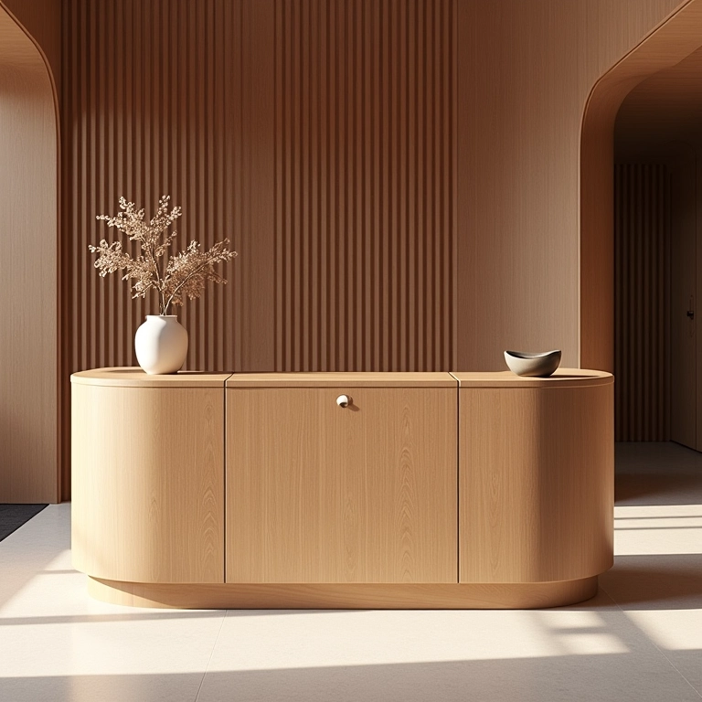 Bar de madeira moderno com design minimalista elegante.