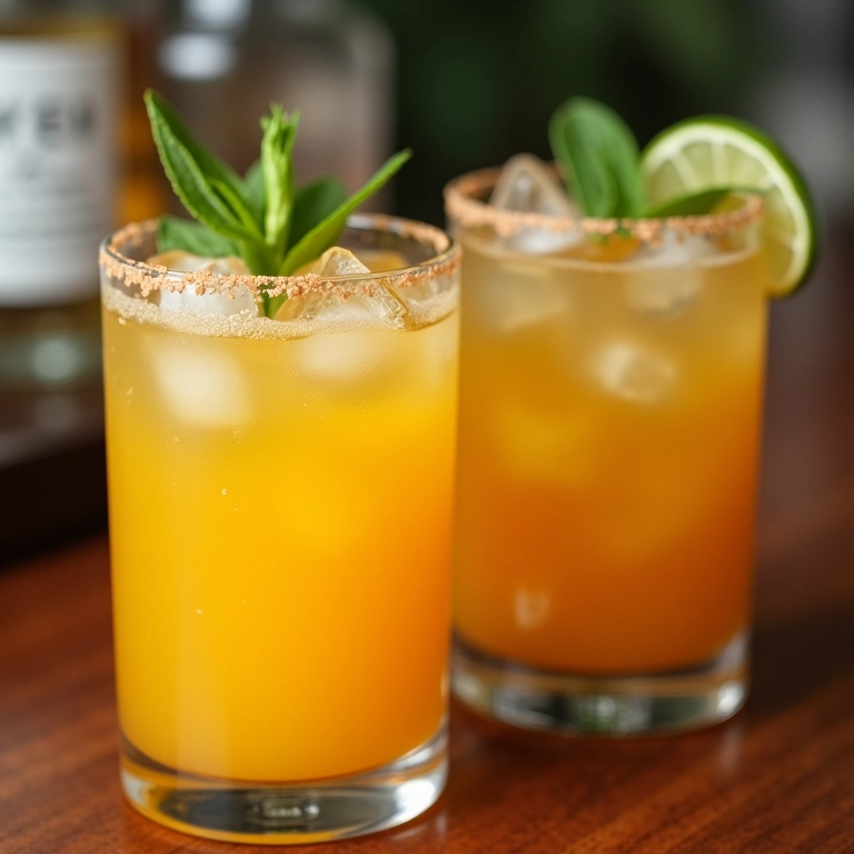 Bebidas refrescantes servidas em casamento no campo, com destaque para caipirinhas e sucos.