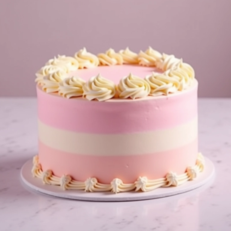 Bolo com buttercream suíço com acabamento liso e cores pastel.