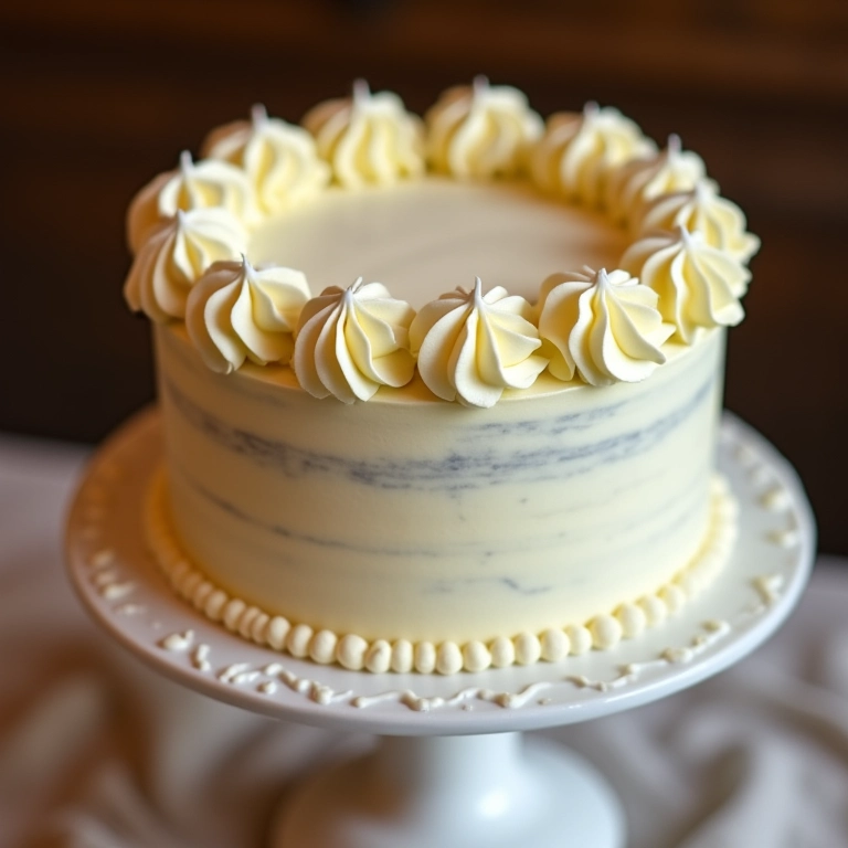 Bolo de casamento com cobertura de buttercream.