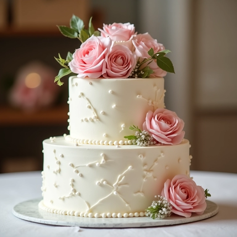 Bolo de casamento com topo de bolo moderno e elegante.