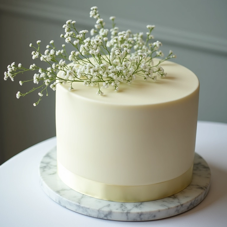 Bolo de casamento delicado com gipsofila (mosquitinho).
