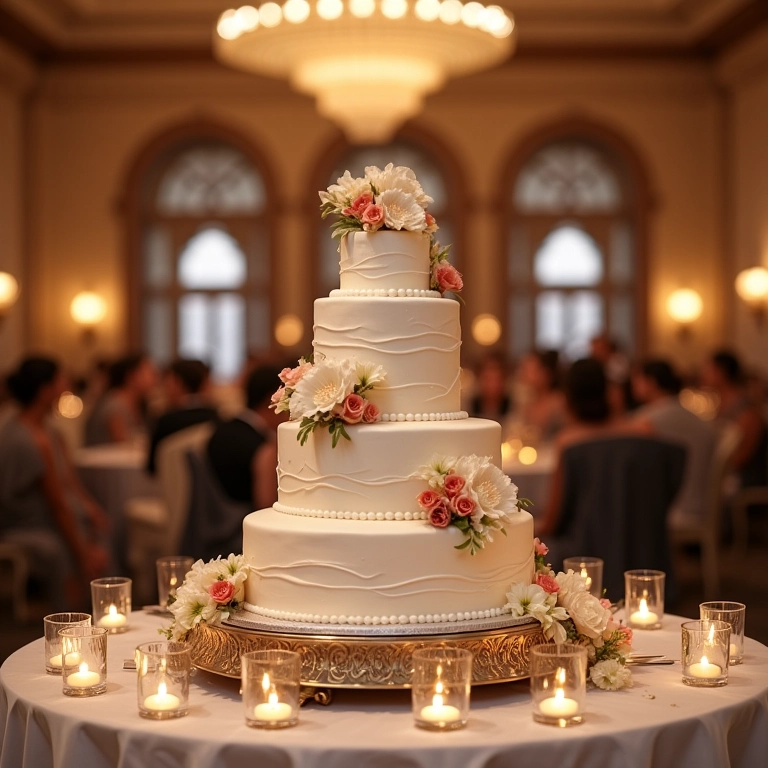 Bolo de casamento proporcional ao número de convidados.