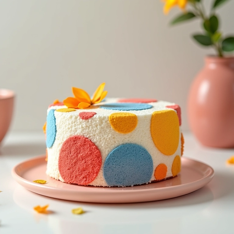 Bolo de pano de prato moderno com design geométrico.