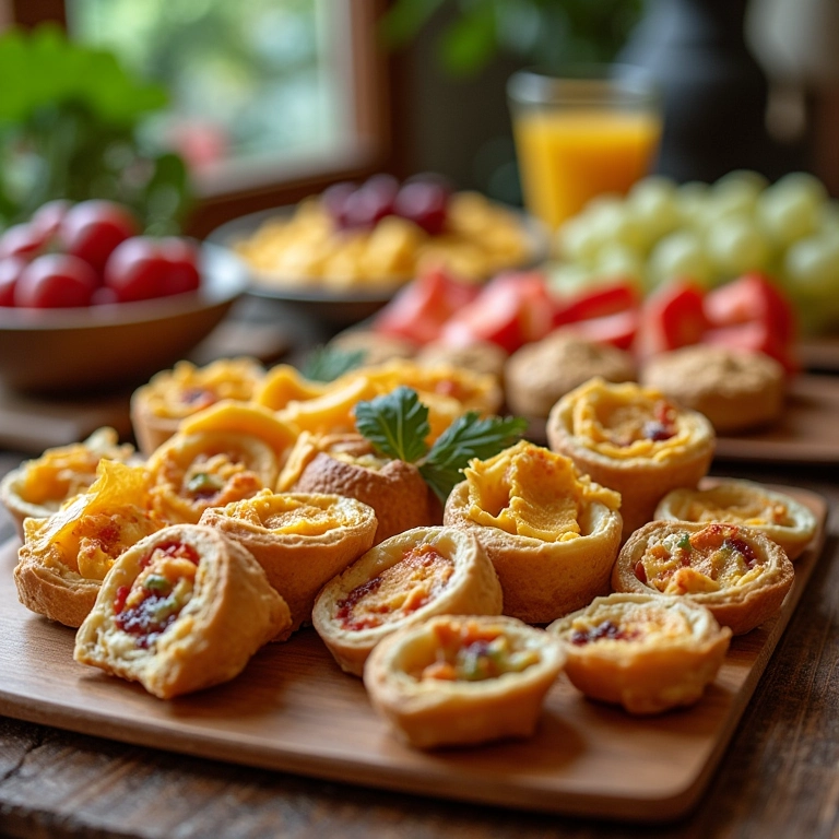 Buffet de brunch com variedade de pratos deliciosos.