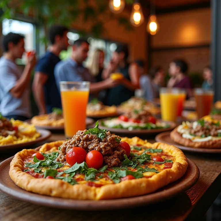 Buffet de Chá Bar com variedade de comidas e petiscos brasileiros.