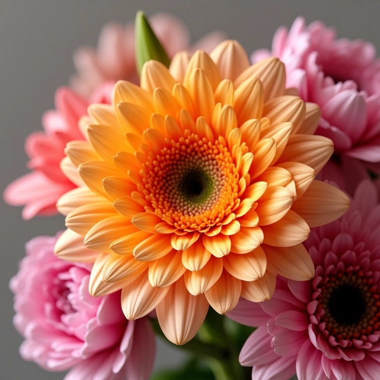 Buquê de flores com combinação de cores harmoniosa.