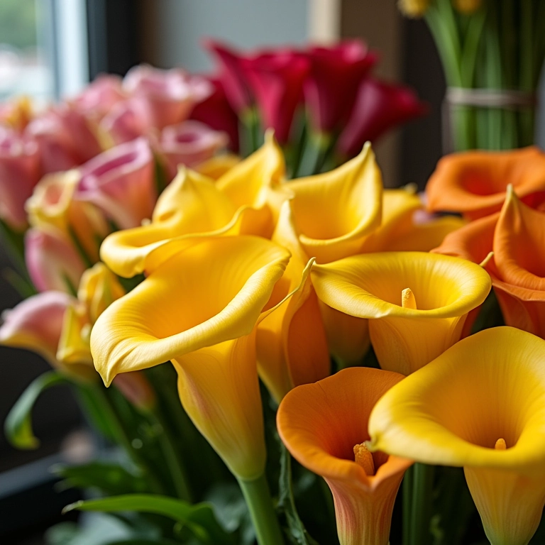 Buquês de callas em floricultura