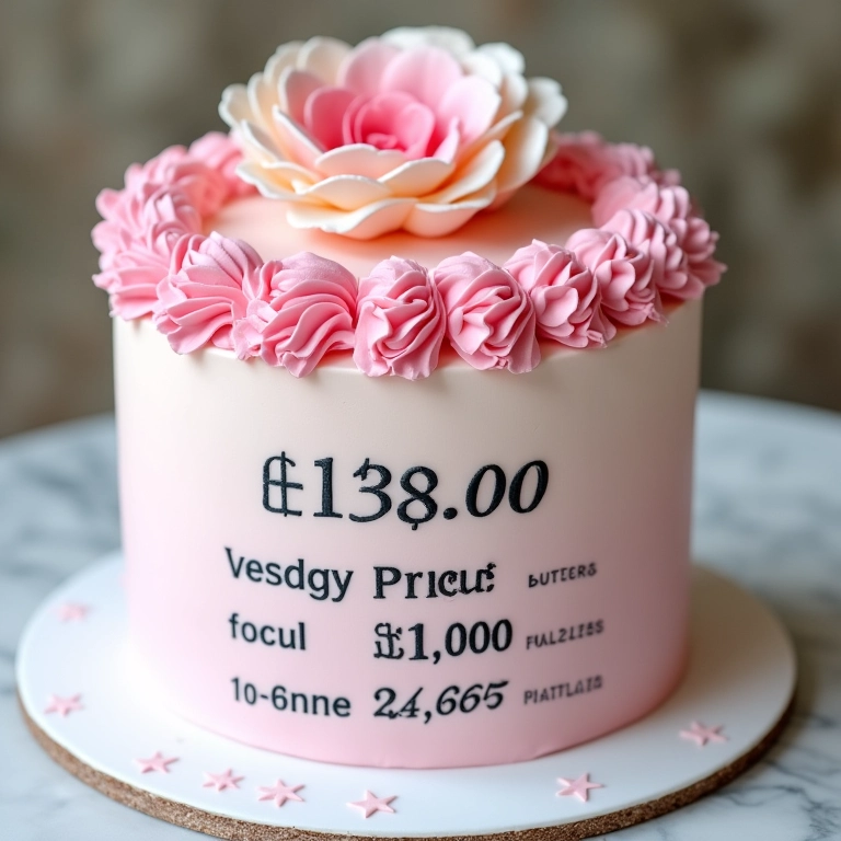 Calculadora mostrando o preço médio de um bolo com pasta americana.