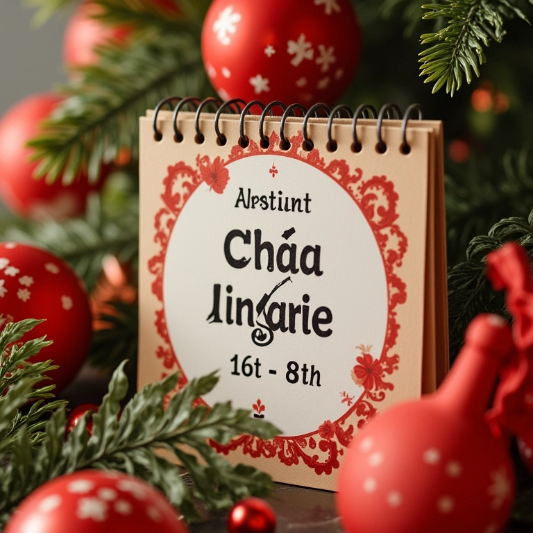 Calendário marcando a data do chá de lingerie com decoração festiva.