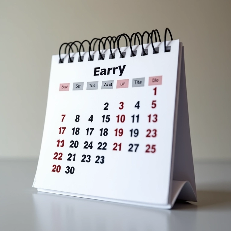 Calendário marcando data com antecedência para contratar decorador de eventos.