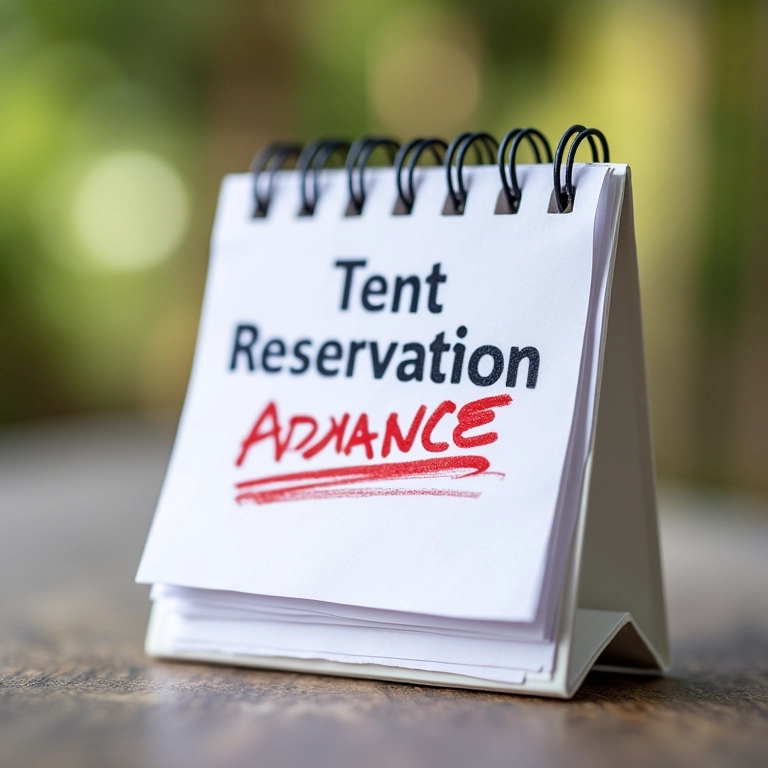 Calendário marcando data para reserva de tenda.