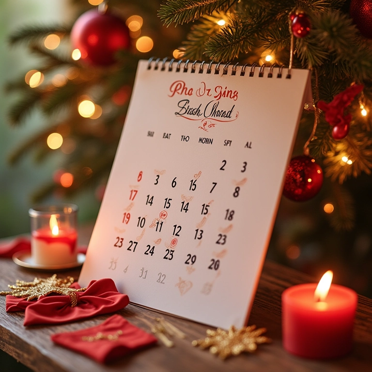 Calendário marcando o momento ideal para fazer o chá de lingerie.