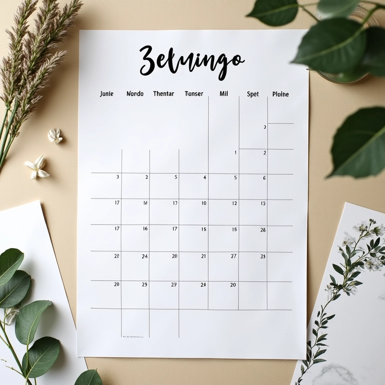 Calendário marcando o prazo ideal para encomendar a papelaria.