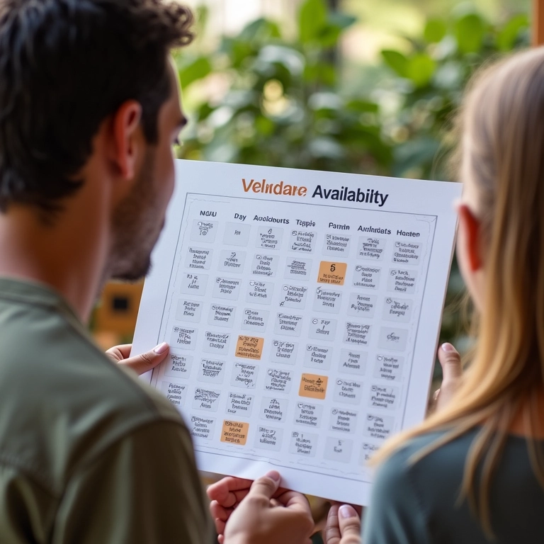 Calendário mostrando disponibilidade de fornecedor.