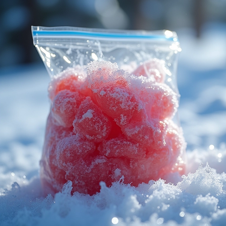 Camafeu de nozes sendo congelado.