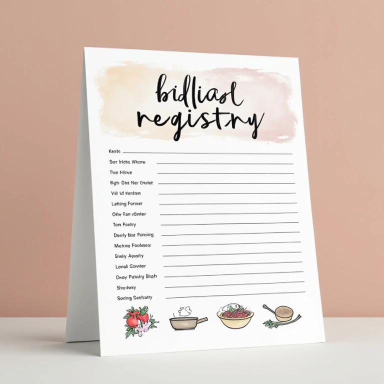 Cartão de lista de presentes elegante para chá de cozinha.