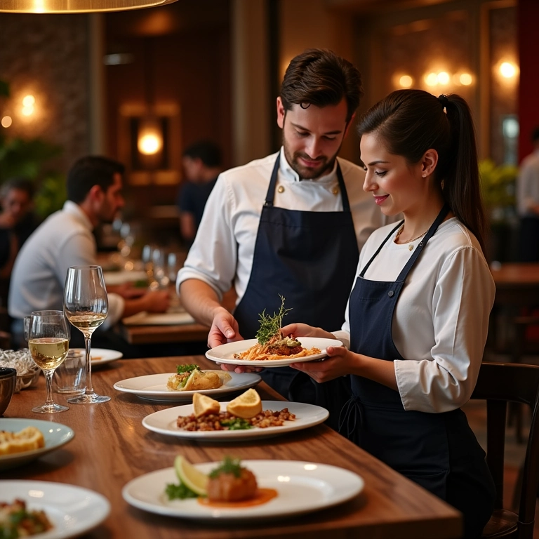 Casal definindo o cardápio da festa de casamento.