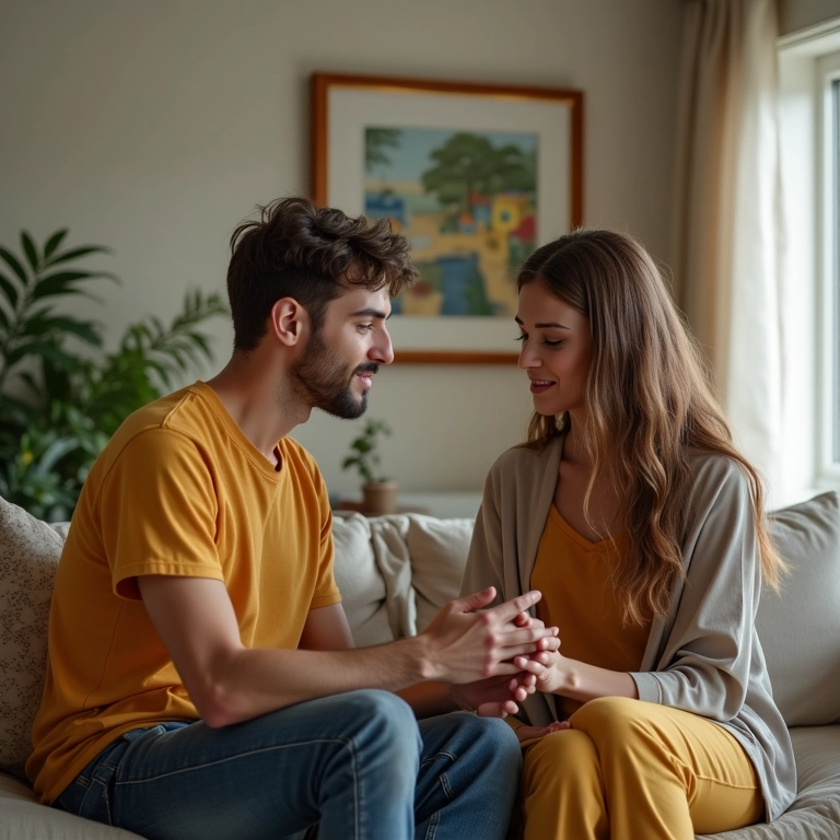 Casal discutindo direitos de herança na separação total de bens.