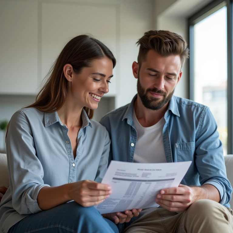 Casal discutindo o orçamento do casamento.