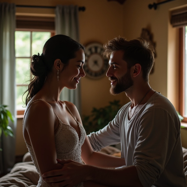 Casal diverso discutindo músicas religiosas e não religiosas para o casamento.