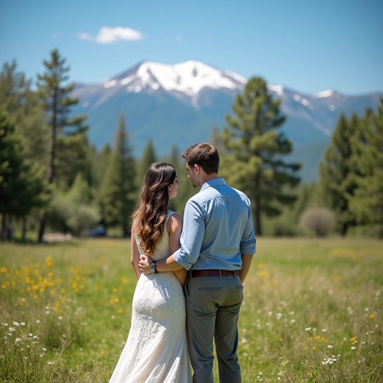 Casal escolhendo o local da cerimônia e da festa.