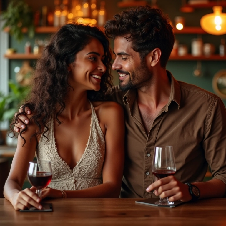 Casal escolhendo tema para Chá Bar.