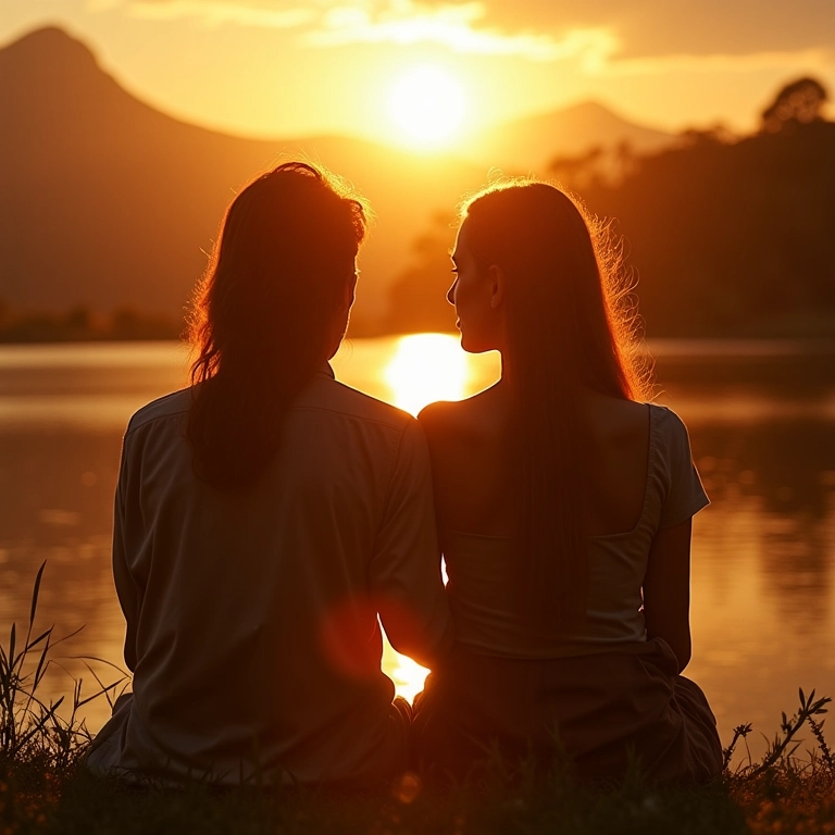 Casal refletindo sobre o relacionamento para escrever votos personalizados.