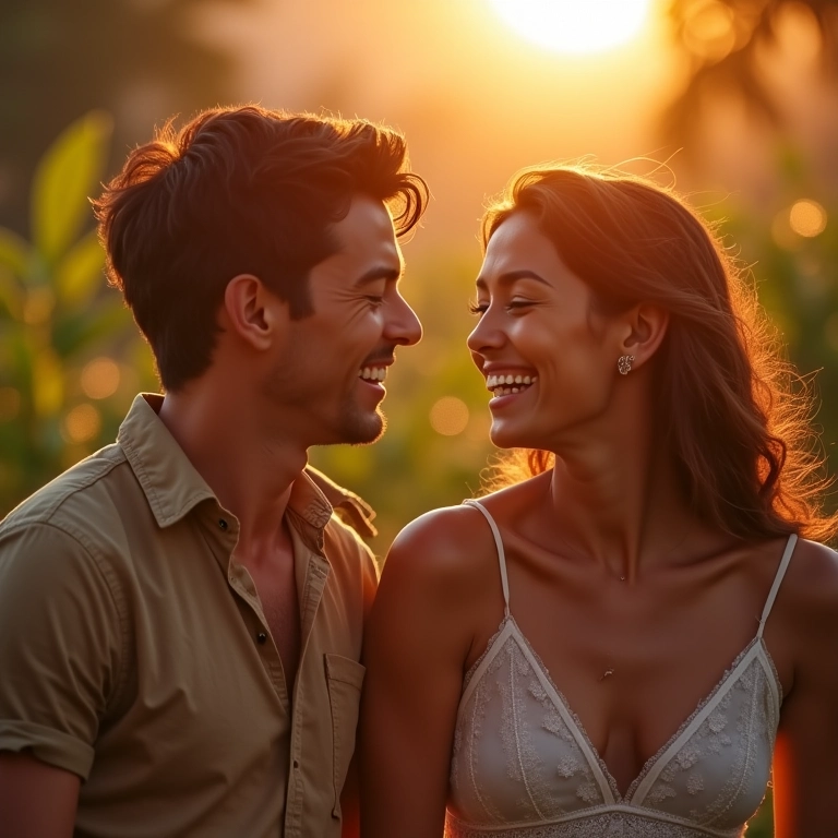 Casal relembrando momentos especiais para incluir nos votos.