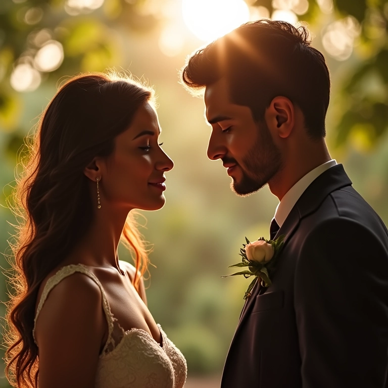 Casal revisando e praticando os votos de casamento antes da cerimônia.
