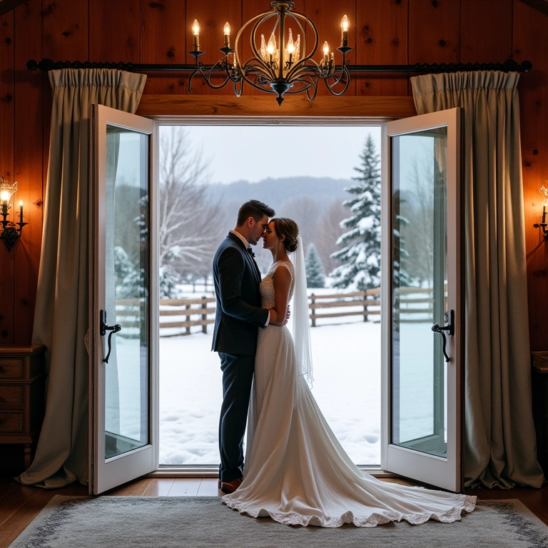Casamento no inverno com paleta de cores frias.
