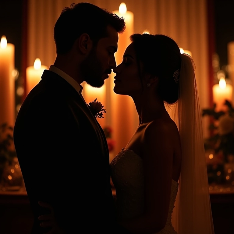 Casamento noturno com tons de joias.