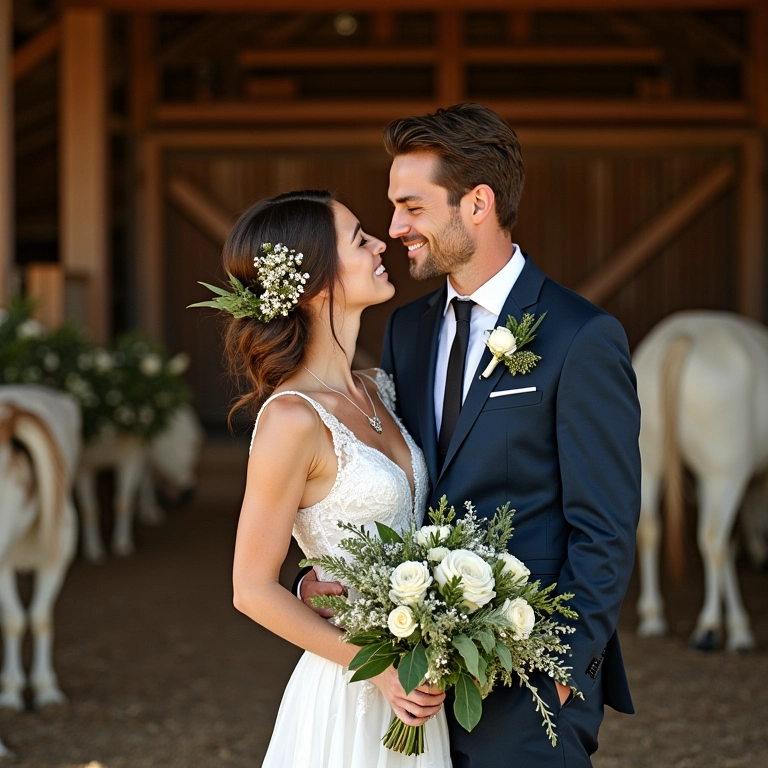 Casamento rústico com decorações de flores do campo em um celeiro.