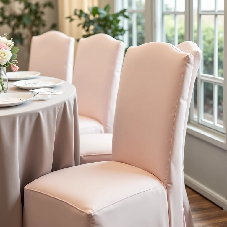 Como combinar a cor das capas de cadeira com a decoração do casamento.