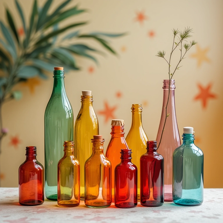 Como combinar as cores das garrafas na decoração.