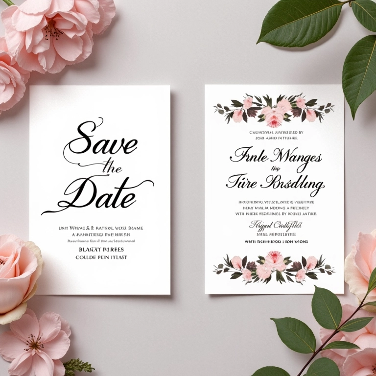 Comparação entre Save the Date e convite de casamento.
