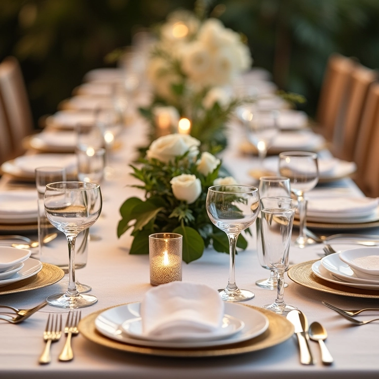 Comparativo: mesa posta com e sem sousplat em casamento.