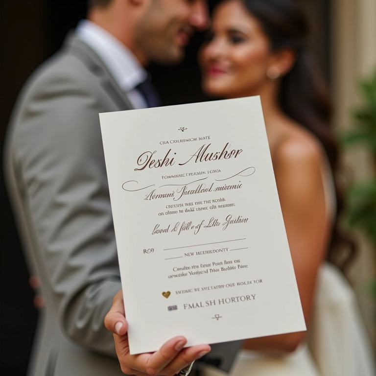 Convite de casamento com frase clássica e elegante.