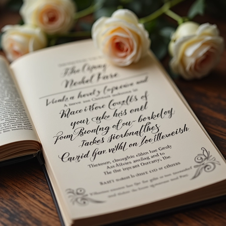 Convite de casamento com texto religioso e bíblia.