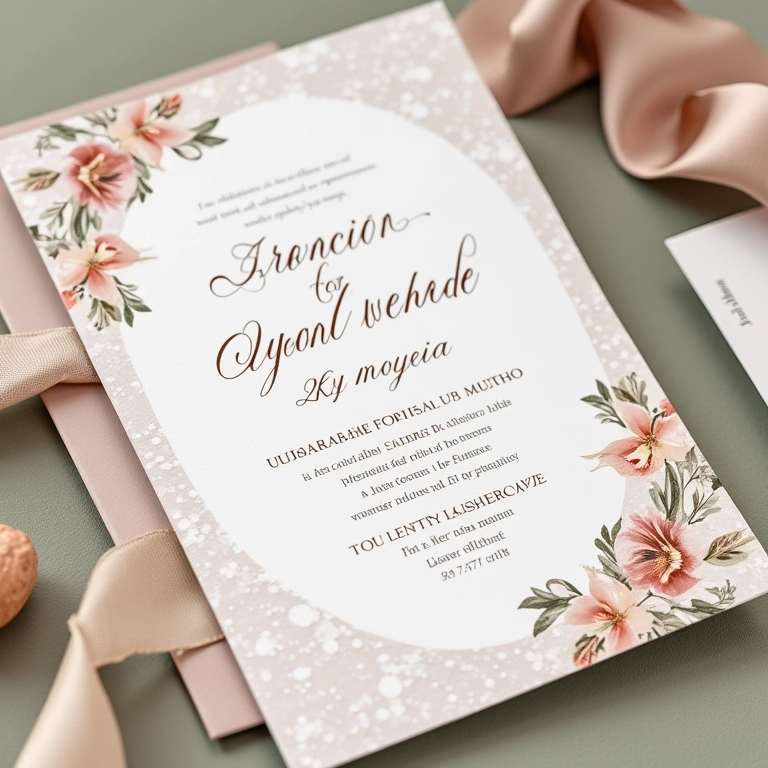 Convite de casamento floral e elegante.